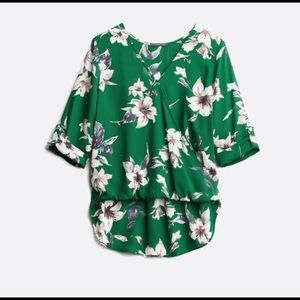 Green floral blouse